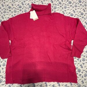 Motherhood Size Large Dark Pink Turtleneck Sweater NWT